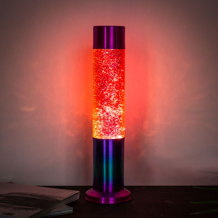 Lámpara de lava con brillo de arcoíris